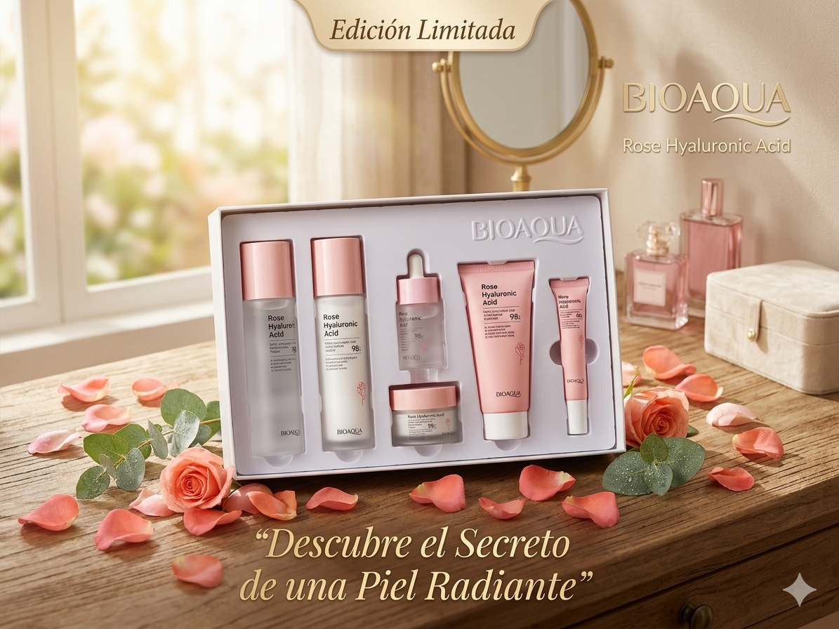 Kit de Skincare de rosas y acido hialuronico BIOAQUA